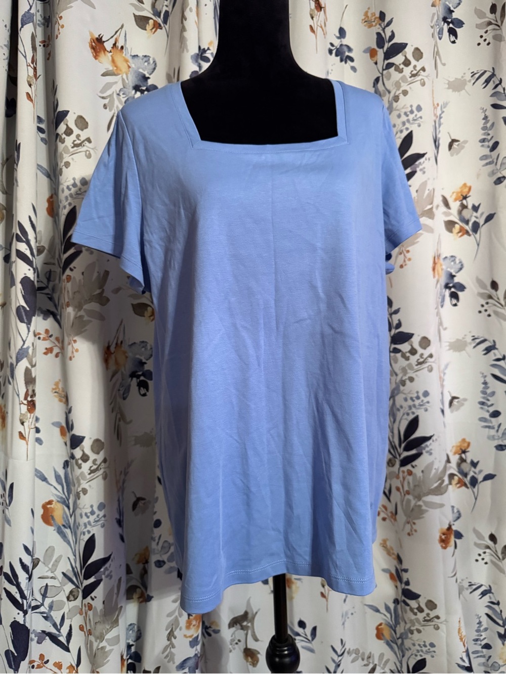 Light Blue Square Neck Women's Top Size 1X